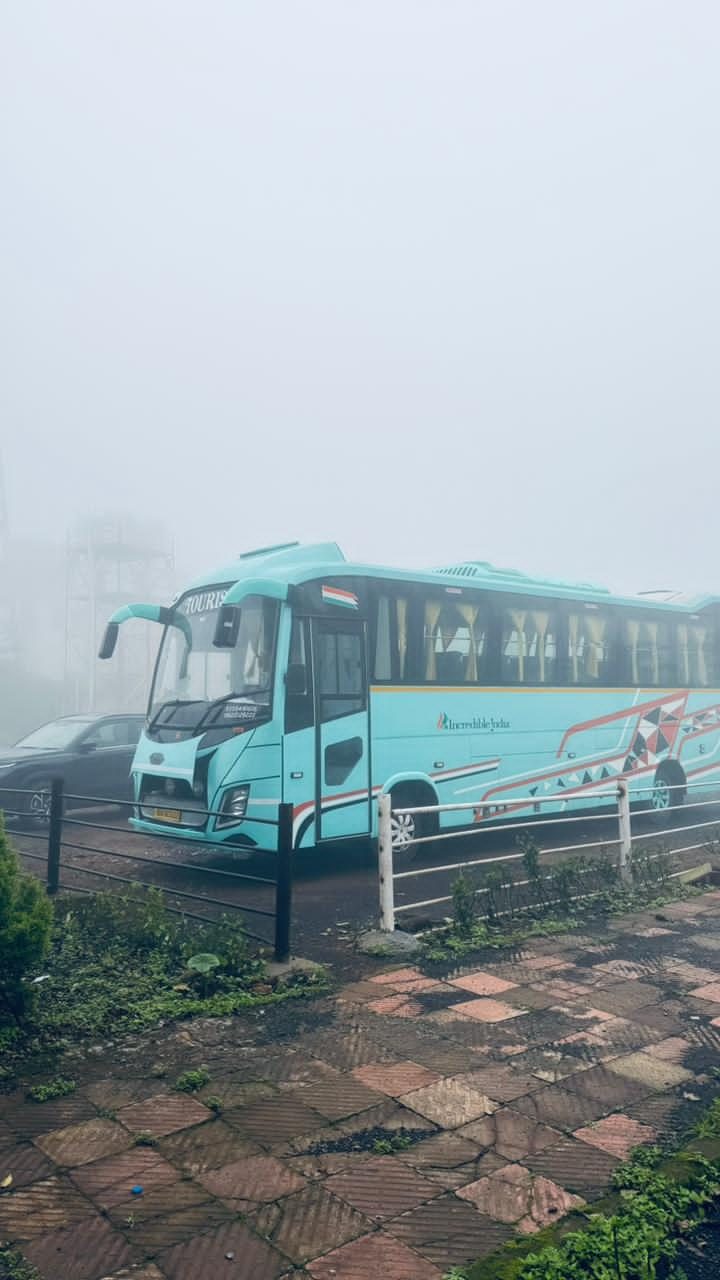 Incredible India tourist coach on a hill station tour - Pragati bus rental Aurangabad