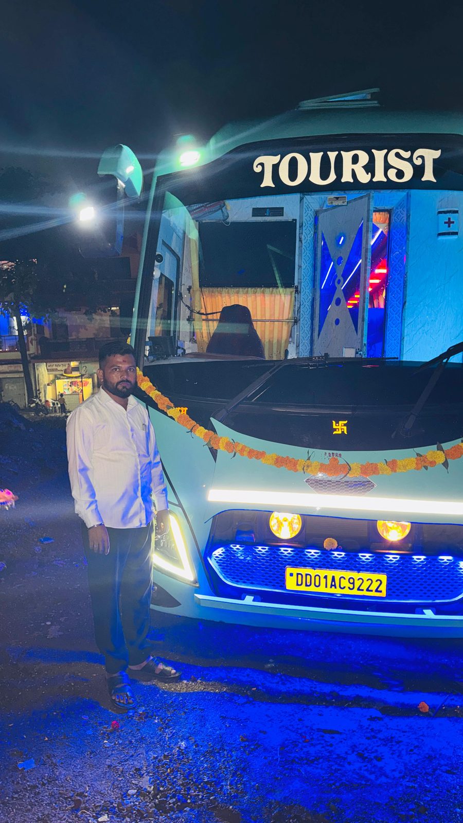 Tourist coach night halt - Pragati Tours and Travels